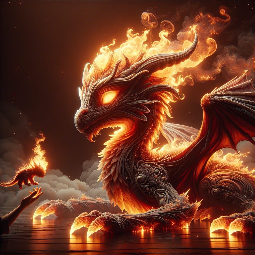 Flame Dragon Hatchling Fantasy Concept Art