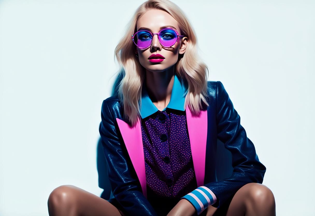 Vibrant Pop Art Portrait of a Hipster Girl in Neon Hues