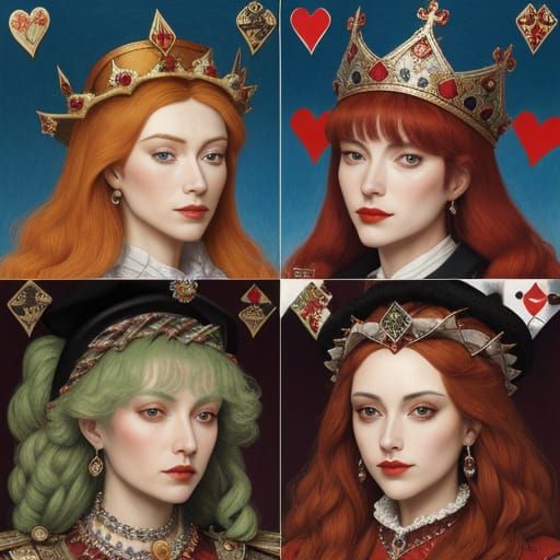 Alice in Wonderland Faces in Jan van Eyck Style
