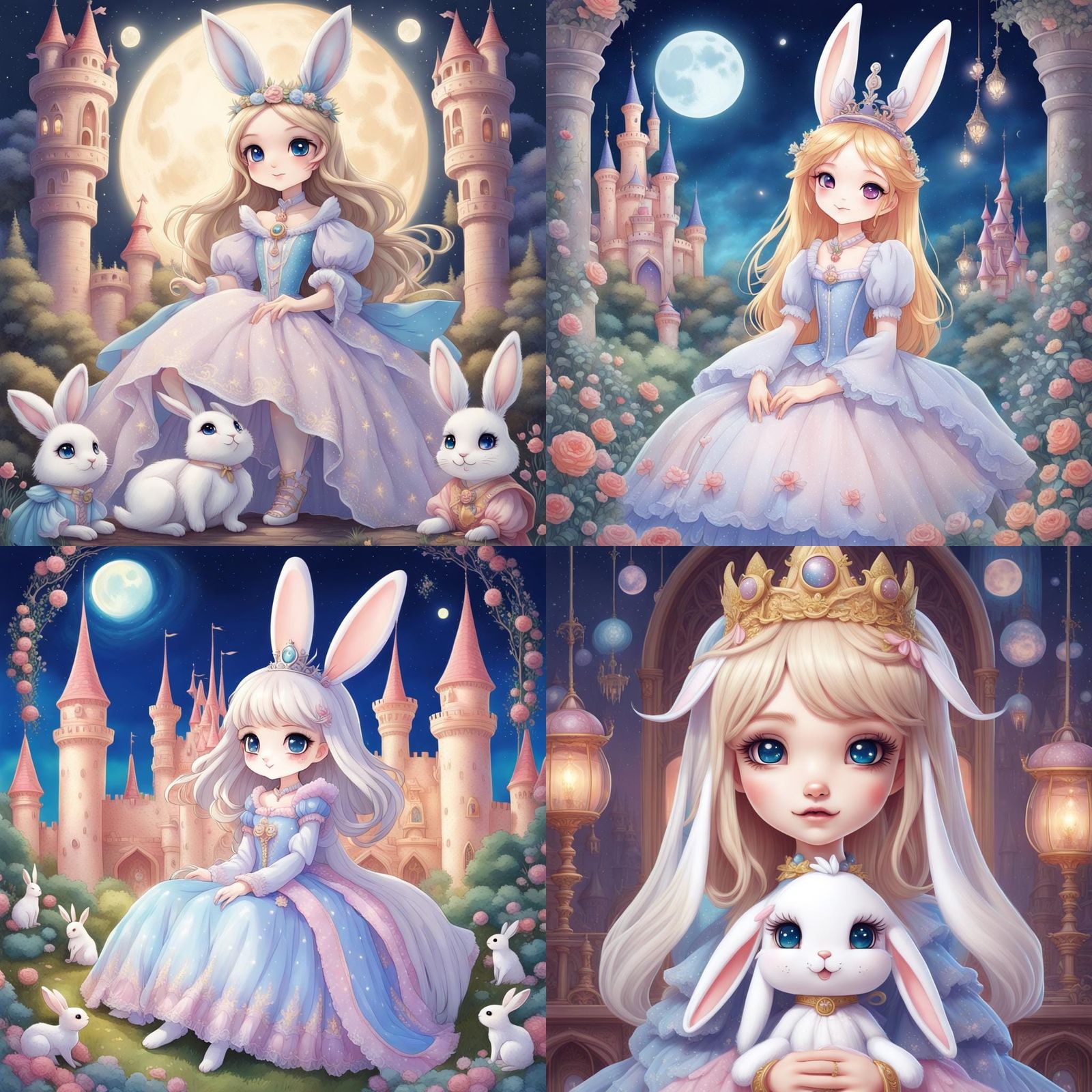 Mystical Princess Moon Bunny in Anime Style