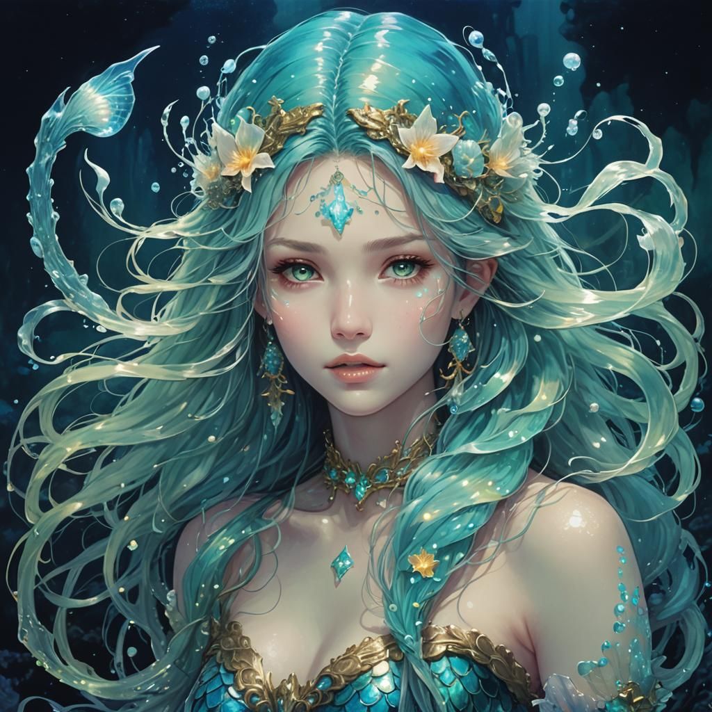 Bioluminescent Mermaid in a Luminous Style