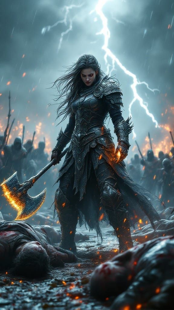 Norse Warrior Freydis Stands Tall Amidst Battle Chaos