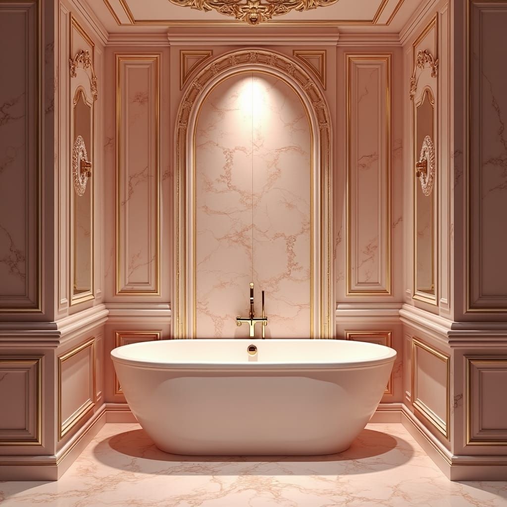 Opulent Pink Marble Archangel Bathroom