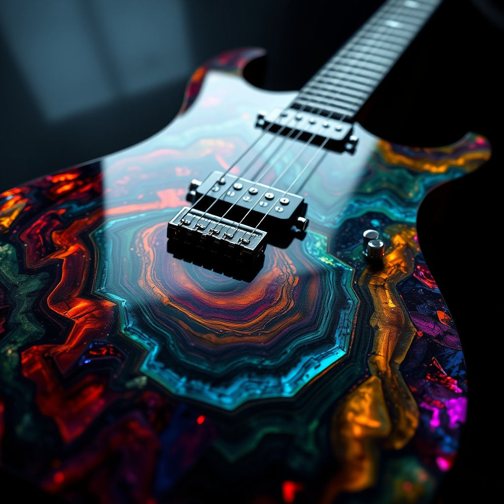 Multicoloured Tourmaline Electric Guitar in HDR