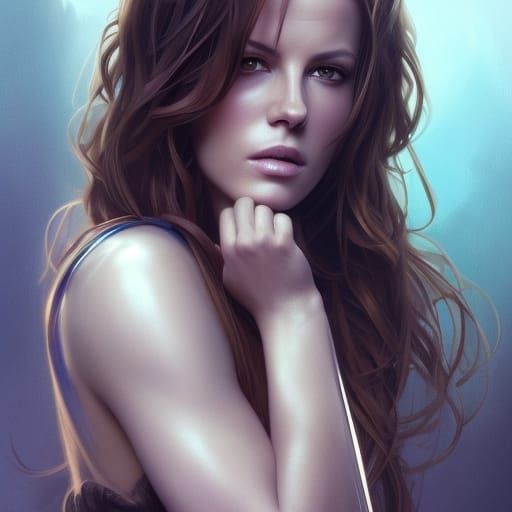 Kate Beckinsale as Greek Warrior, Digital Art Portrait