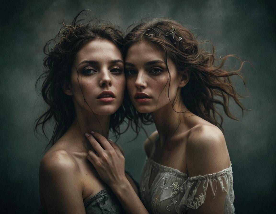 Surreal Double Exposure Portrait in Pop Surrealism Style