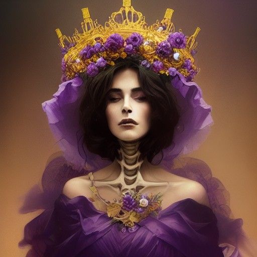 Floral Crowned Skeleton Portrait in Detailed Lighting