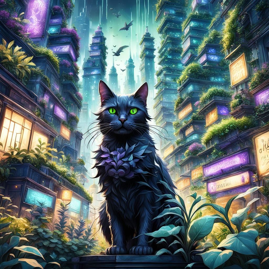 Fantastical Black Cat in Plant City Art