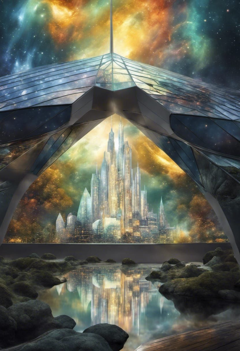 Magical Ethereal City Landscape in Klimt Style