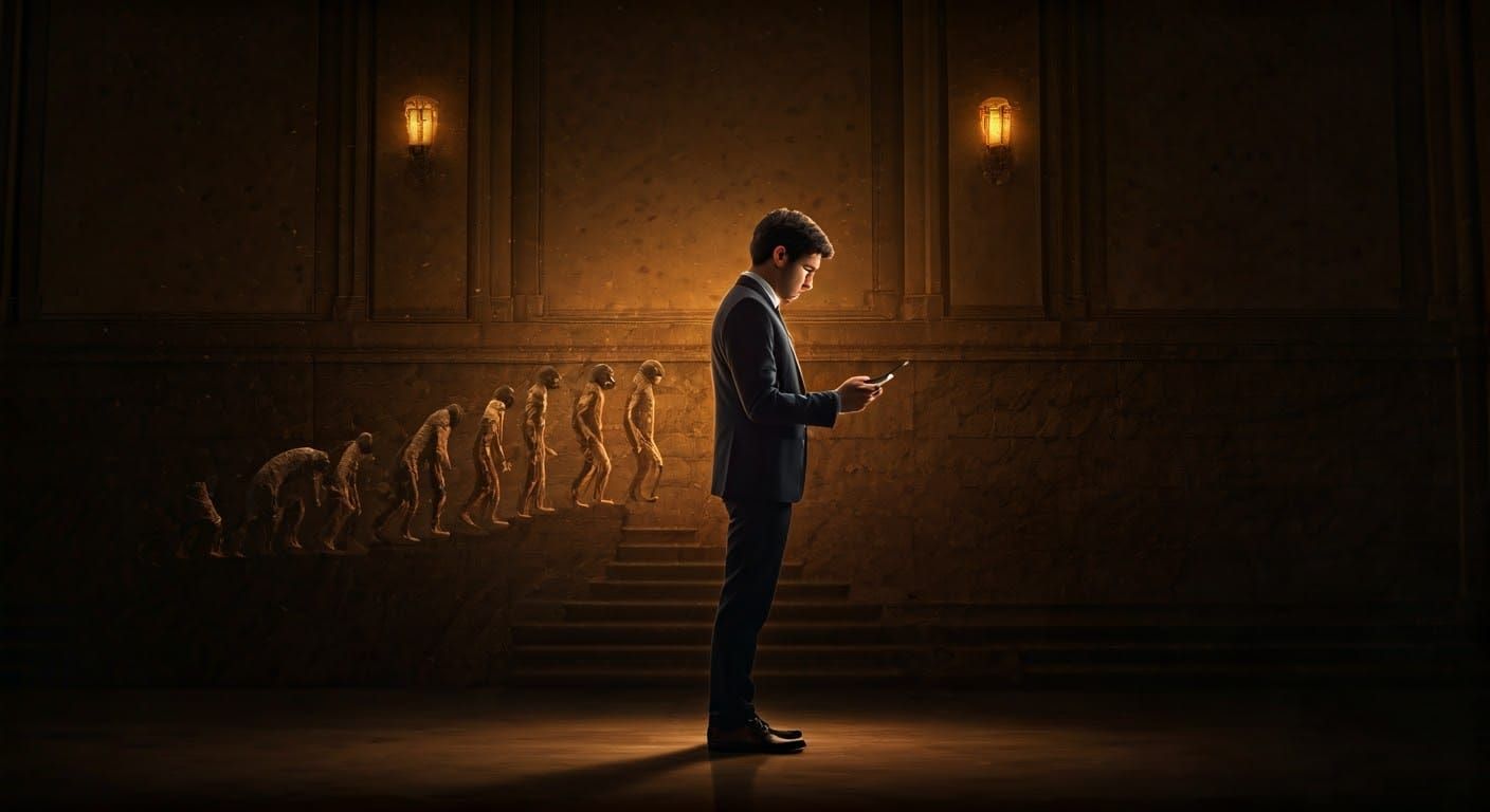 Human Evolution Diagram: Museum Poster Art