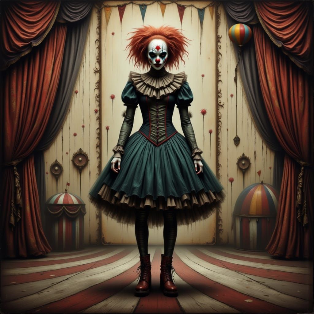 Haunting Circus Clown in Noir Style
