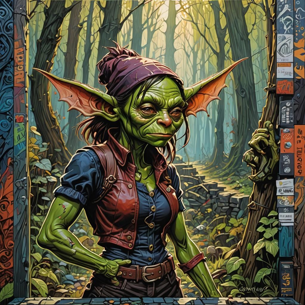 Canadian Goblin Girl in Comic Book Art Style