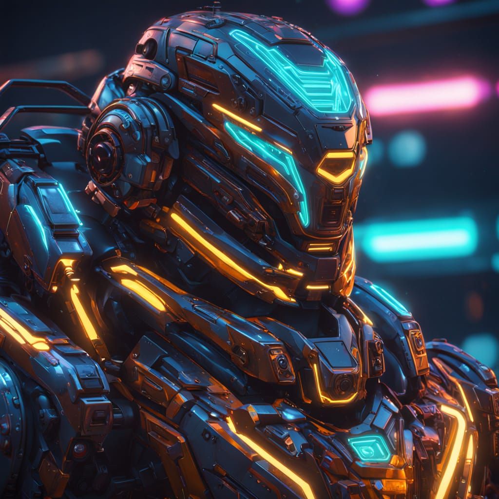 Realistic Futuristic Bot in Cyberpunk Aesthetic