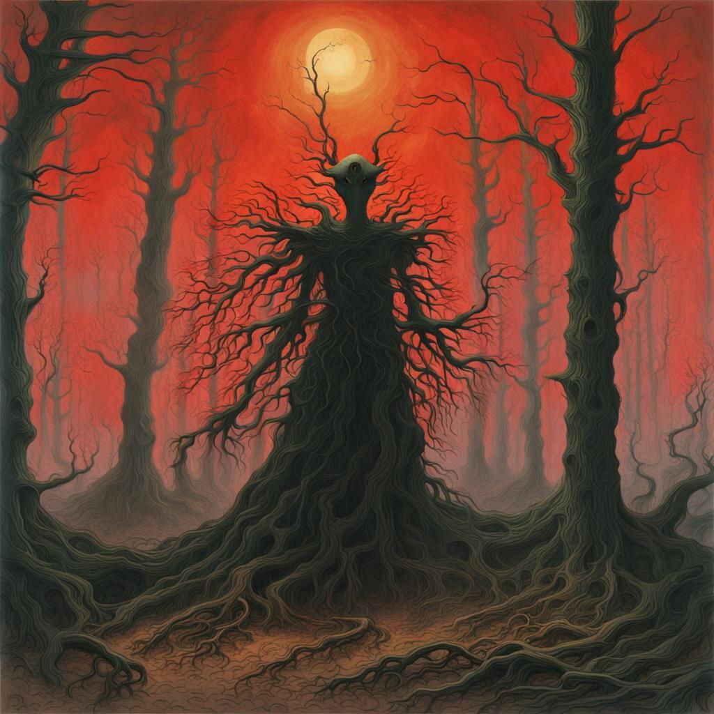 Dark Fantasy Landscape in Beksiński Style