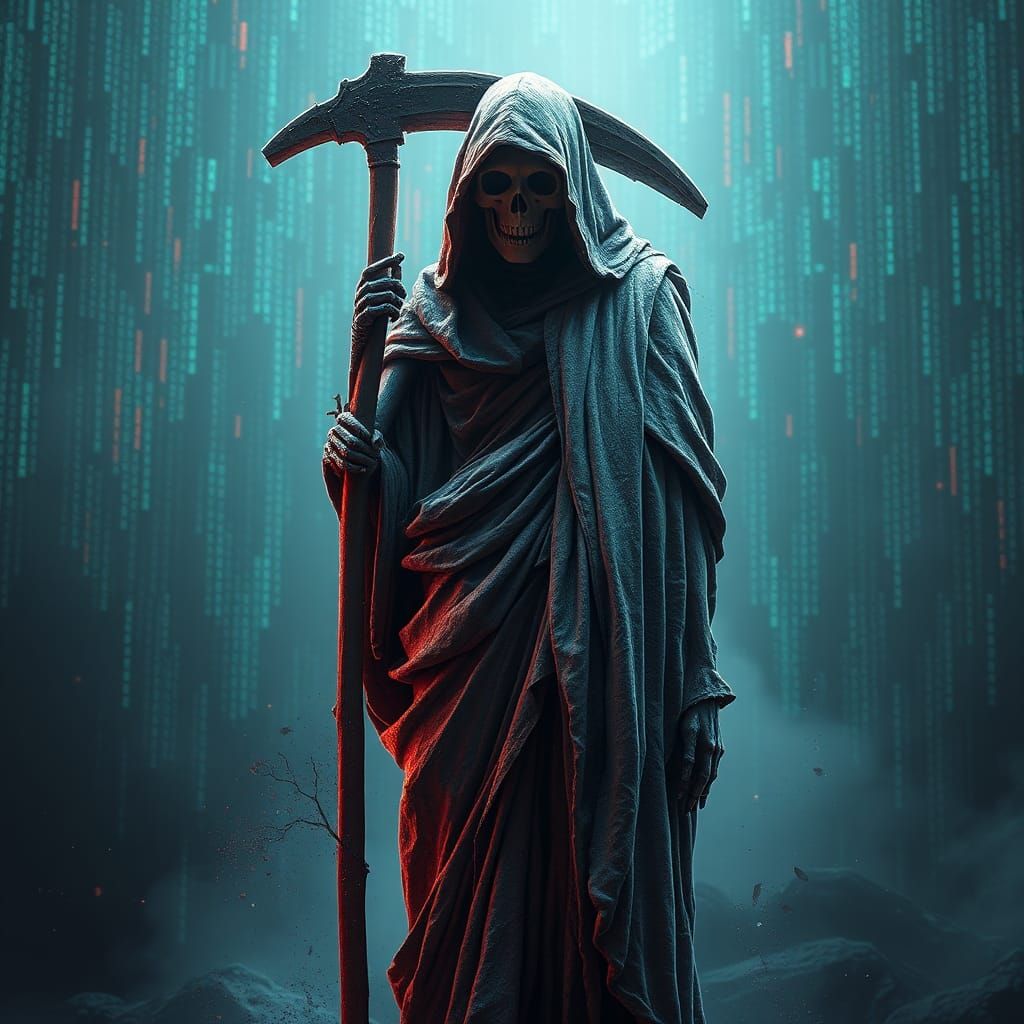 Granite Grim Reaper in Digital Landscape