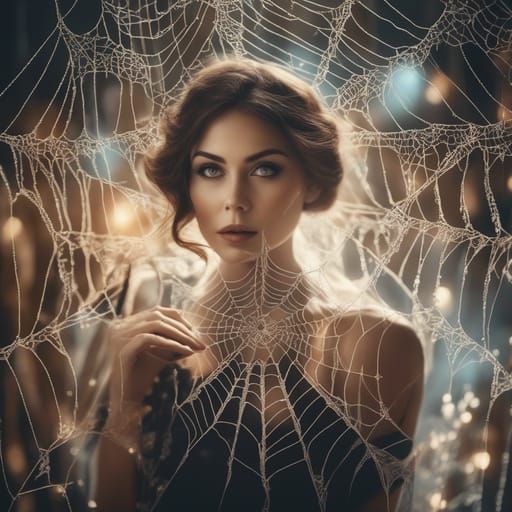 Intricate Spider Woman in Dark Surrealism