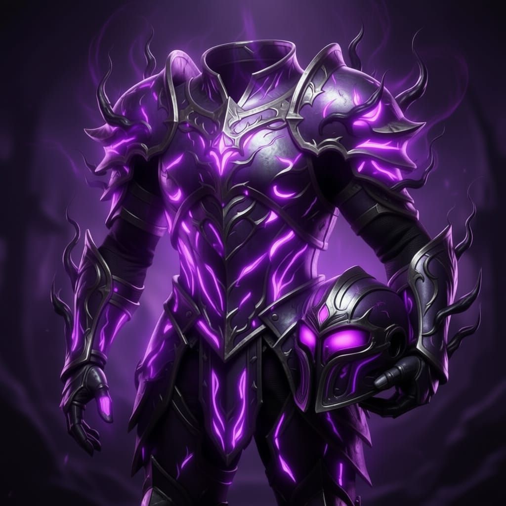 Glowing Headless Knight Holds Helmet in Hand