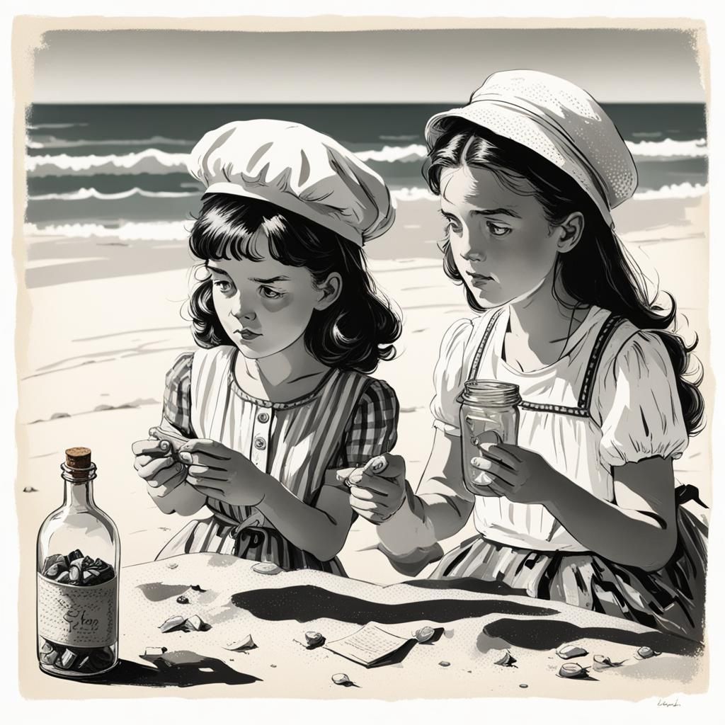 Siblings Find Message in a Bottle on Seashore