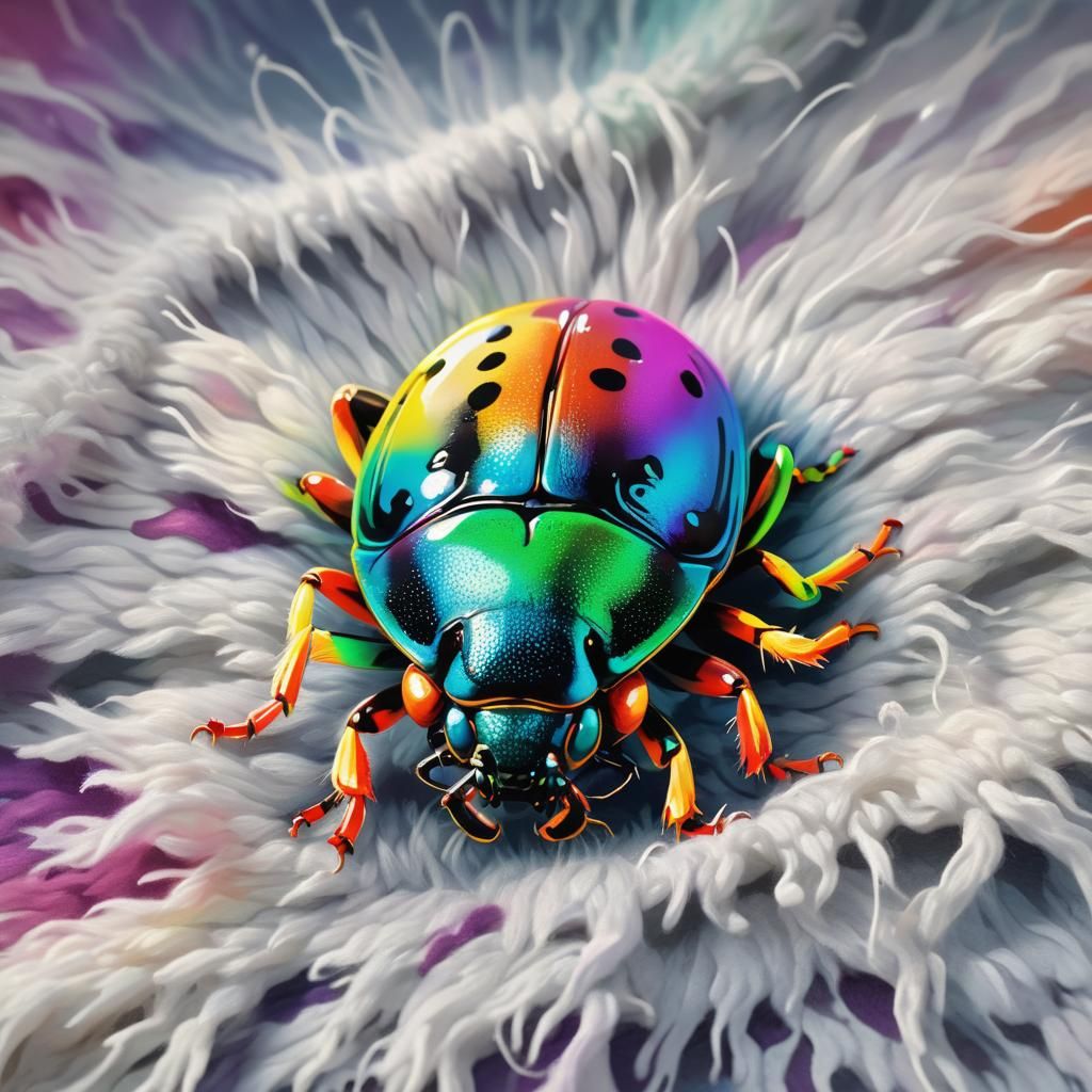Adorable Bug in Rug: Hyper-Realistic Splash Art