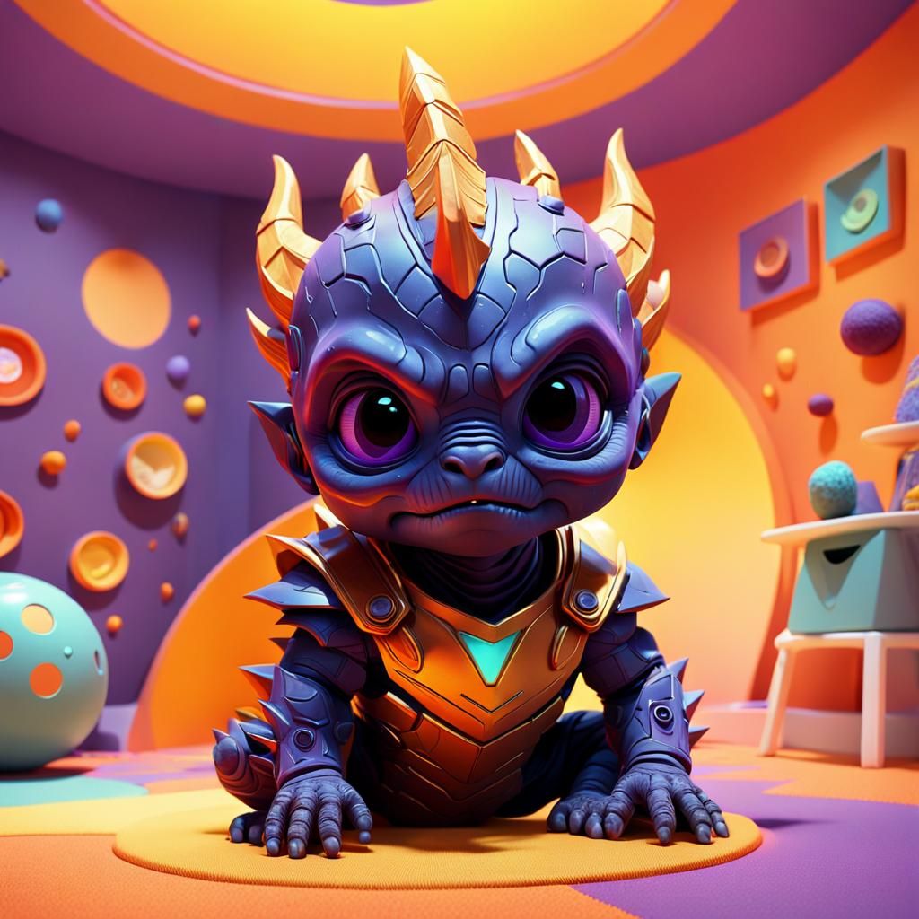 Baby Sauron Plays: Disney-esque 3D Digital Art