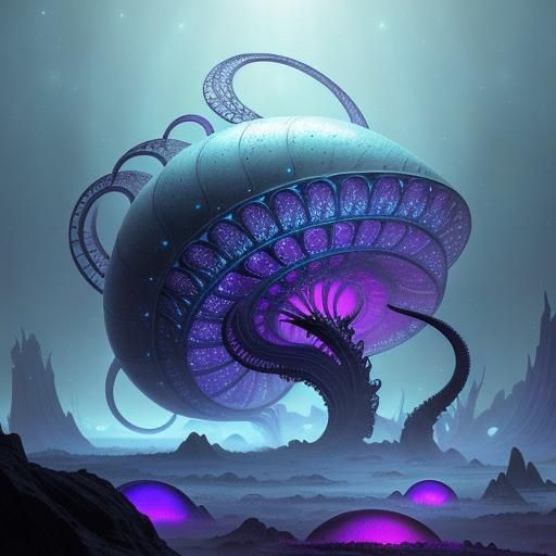 Cosmic Surrealism: Nautilusquiridium in Starry Expanse