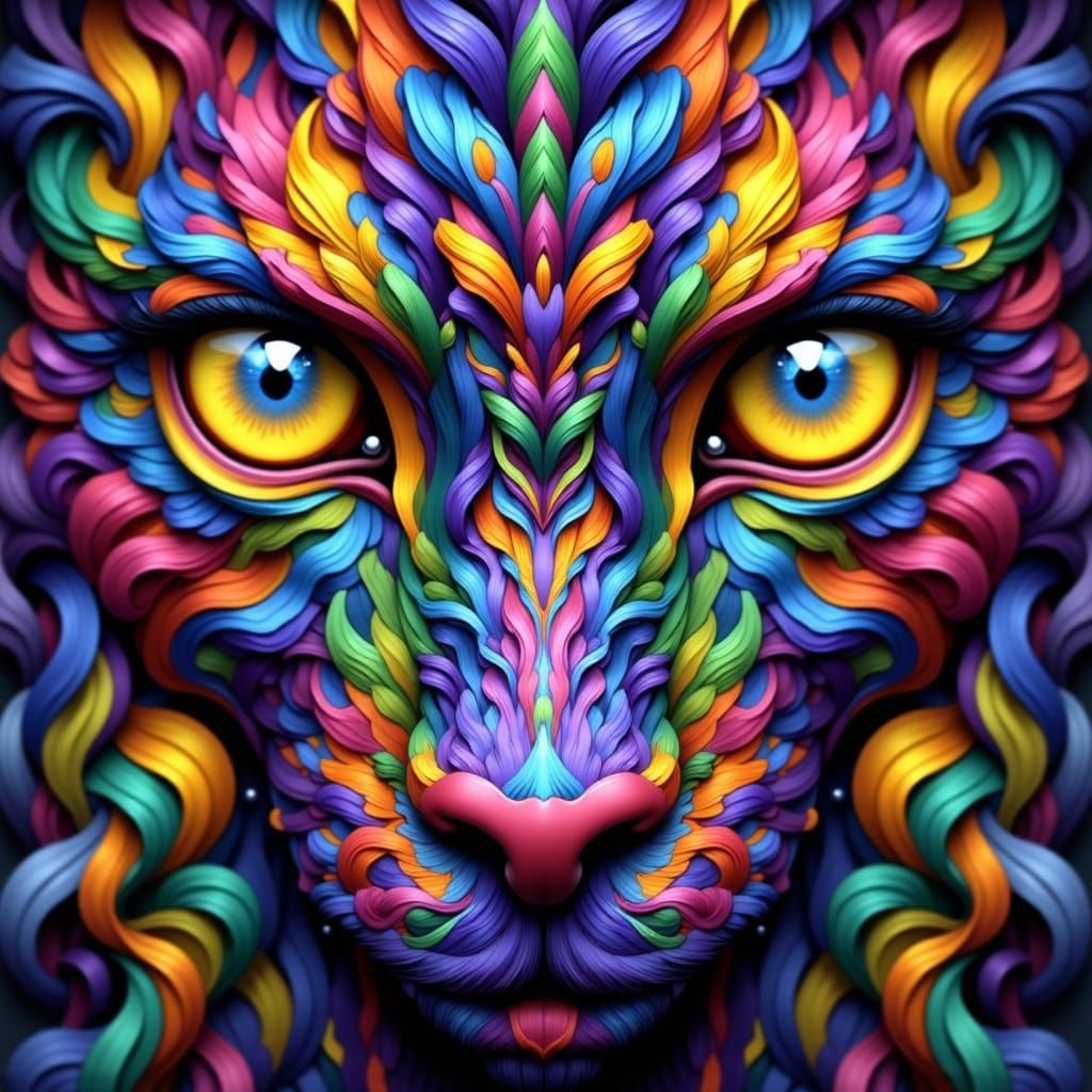 Lilith's Rainbow Braids Dreamscape Macro Close-Up