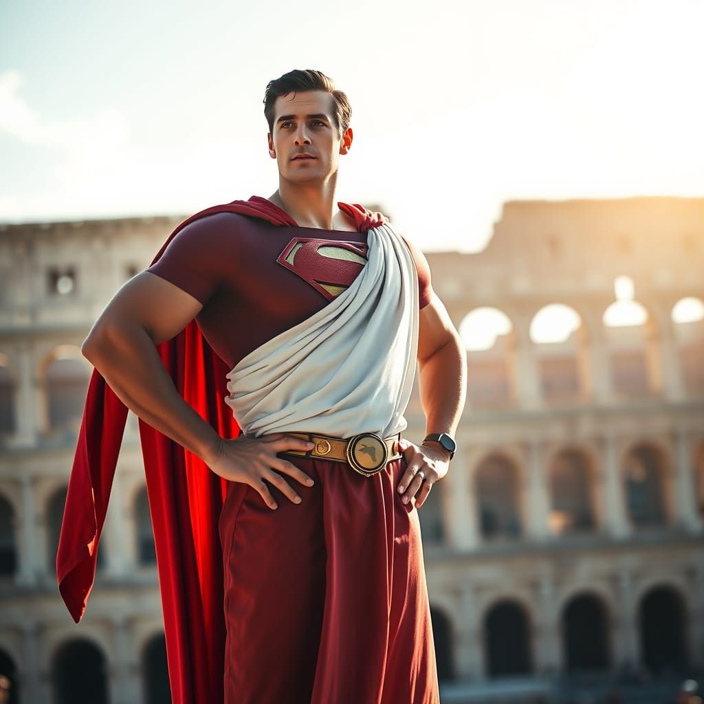 Superman as Roman God in Colosseum Photo