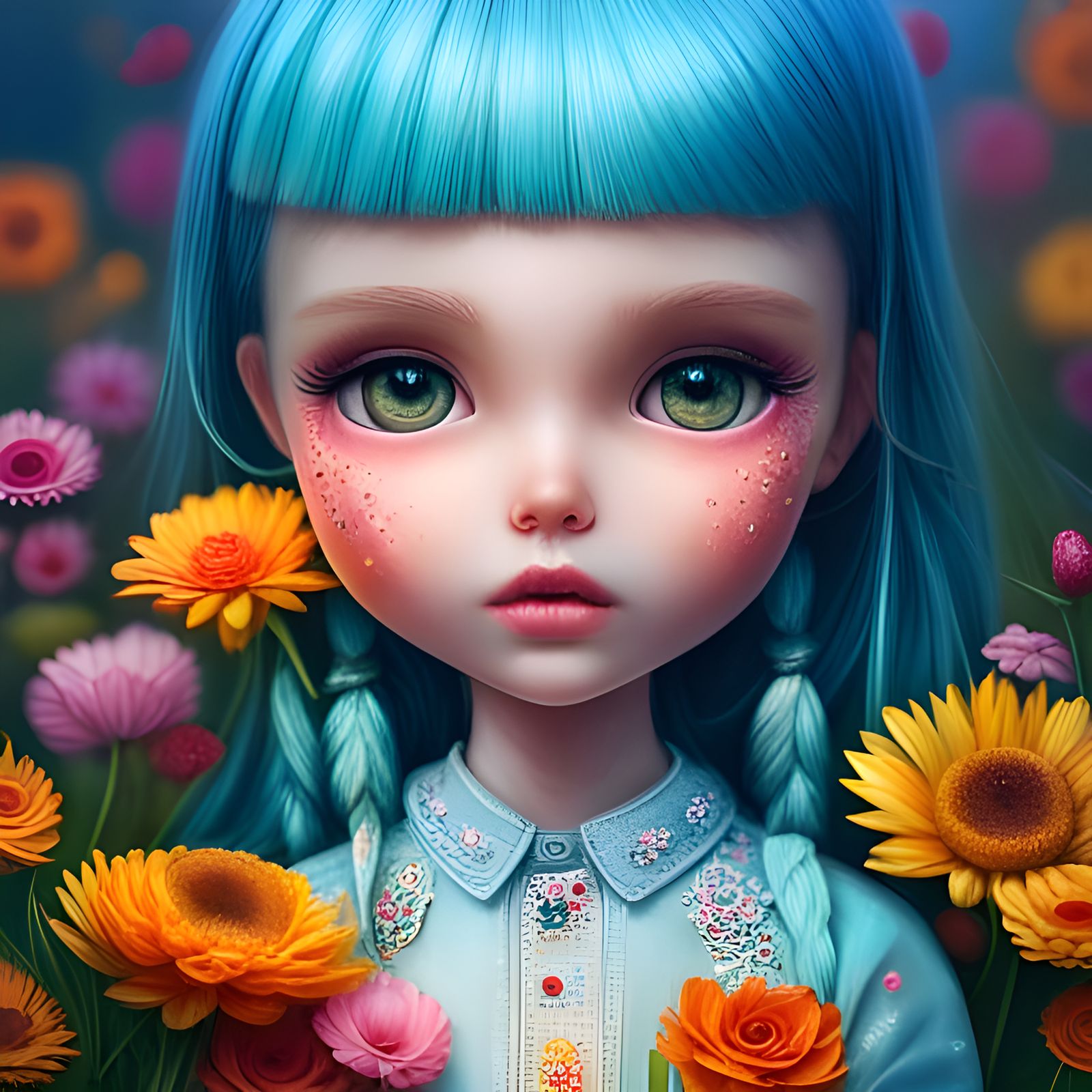 Dreamy Blythe Doll in Colorful Fantasy Art