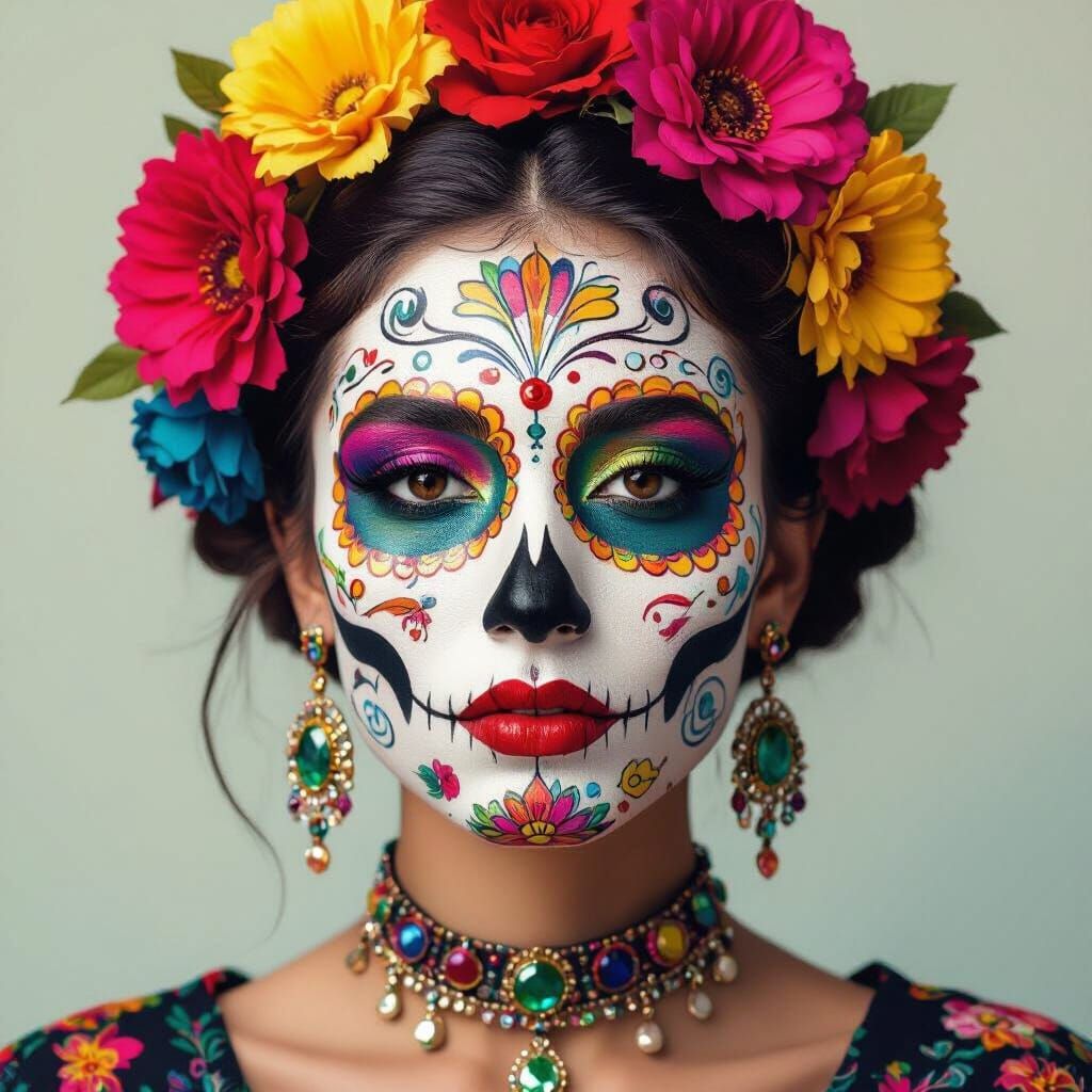 Woman with Día de los Muertos Face Paint