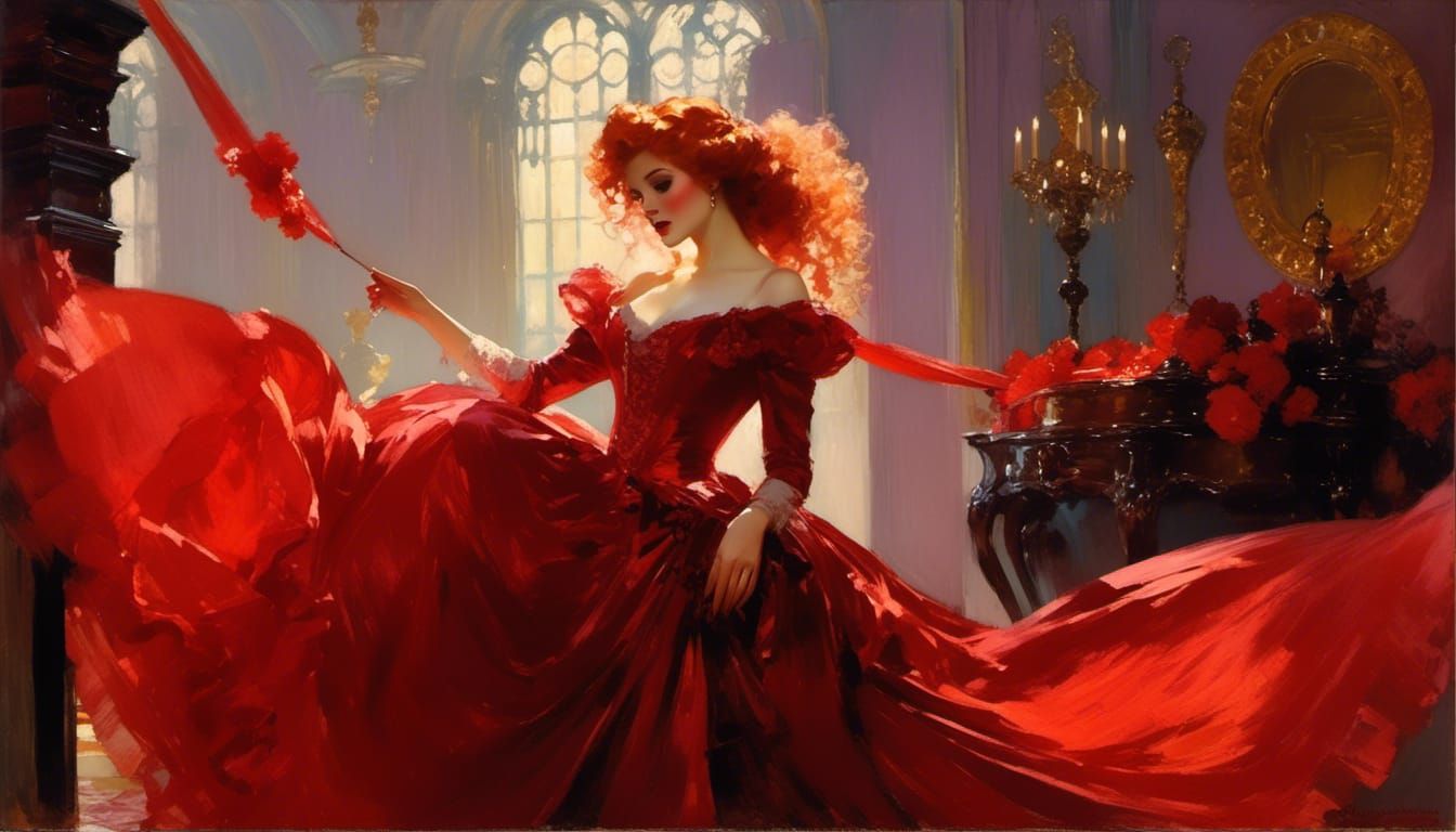 Victorian Vampire Mina Harker in Edward Cucuel Style