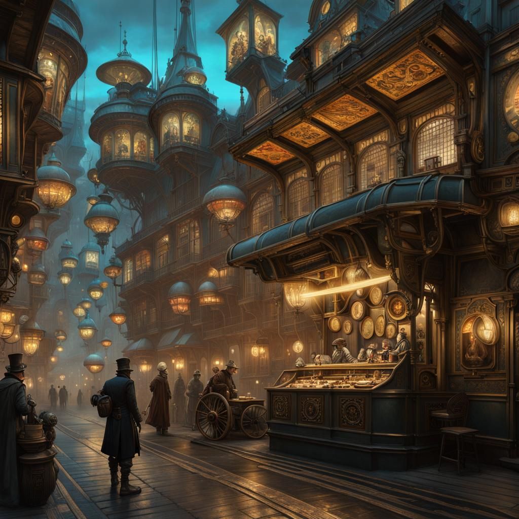 Steampunk Wonderland: A Retrofuturistic Art Nouveau City