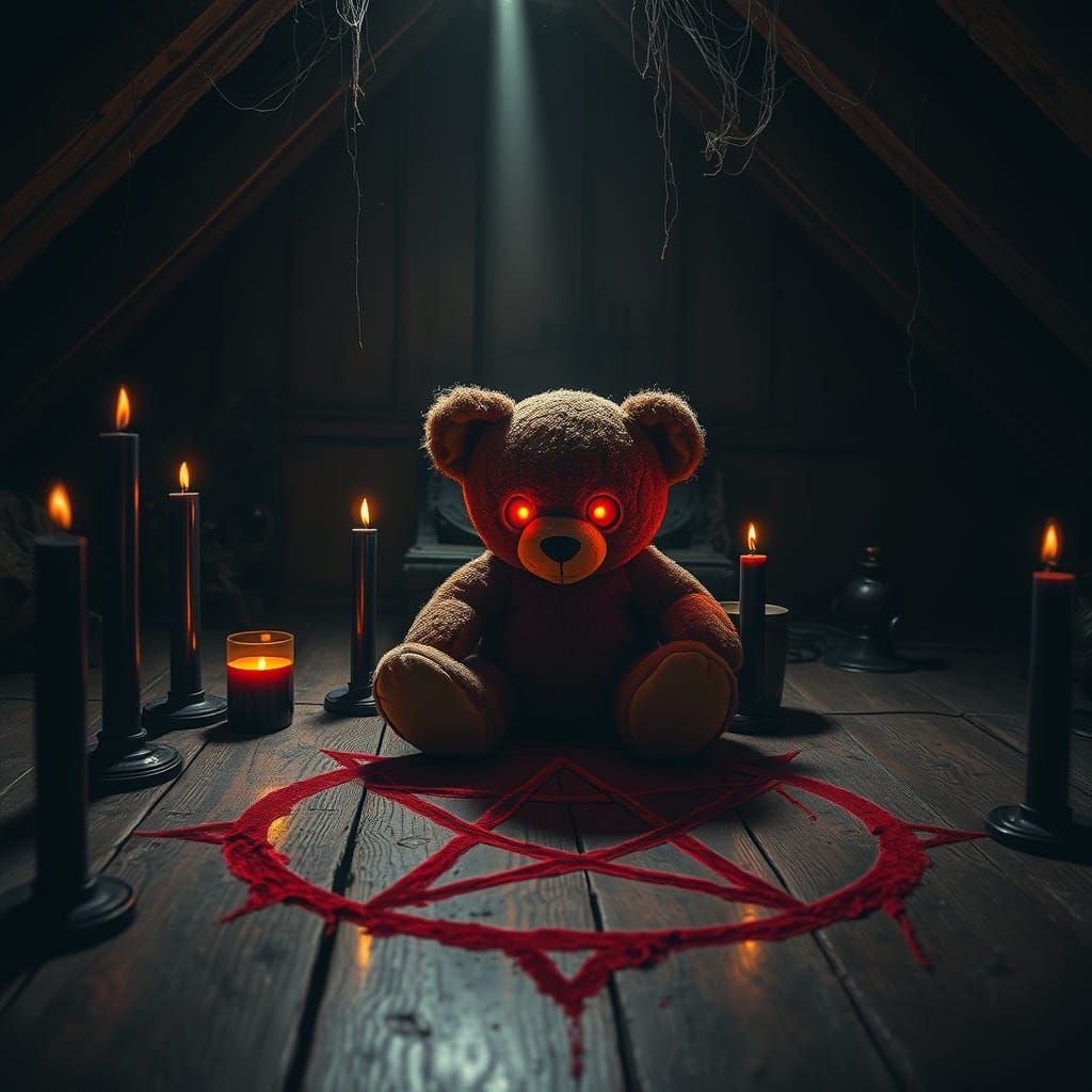 Creepy Teddy Bear in Arcane Ritual