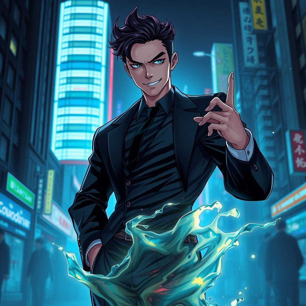 Charismatic Shapeshifter in Anime Key Visual Style