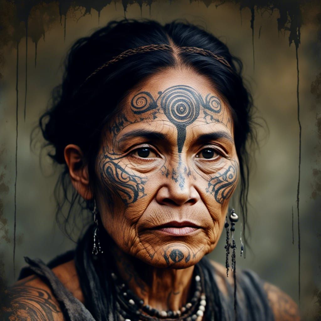 Maori Healer Portrait with Traditional Tattoos