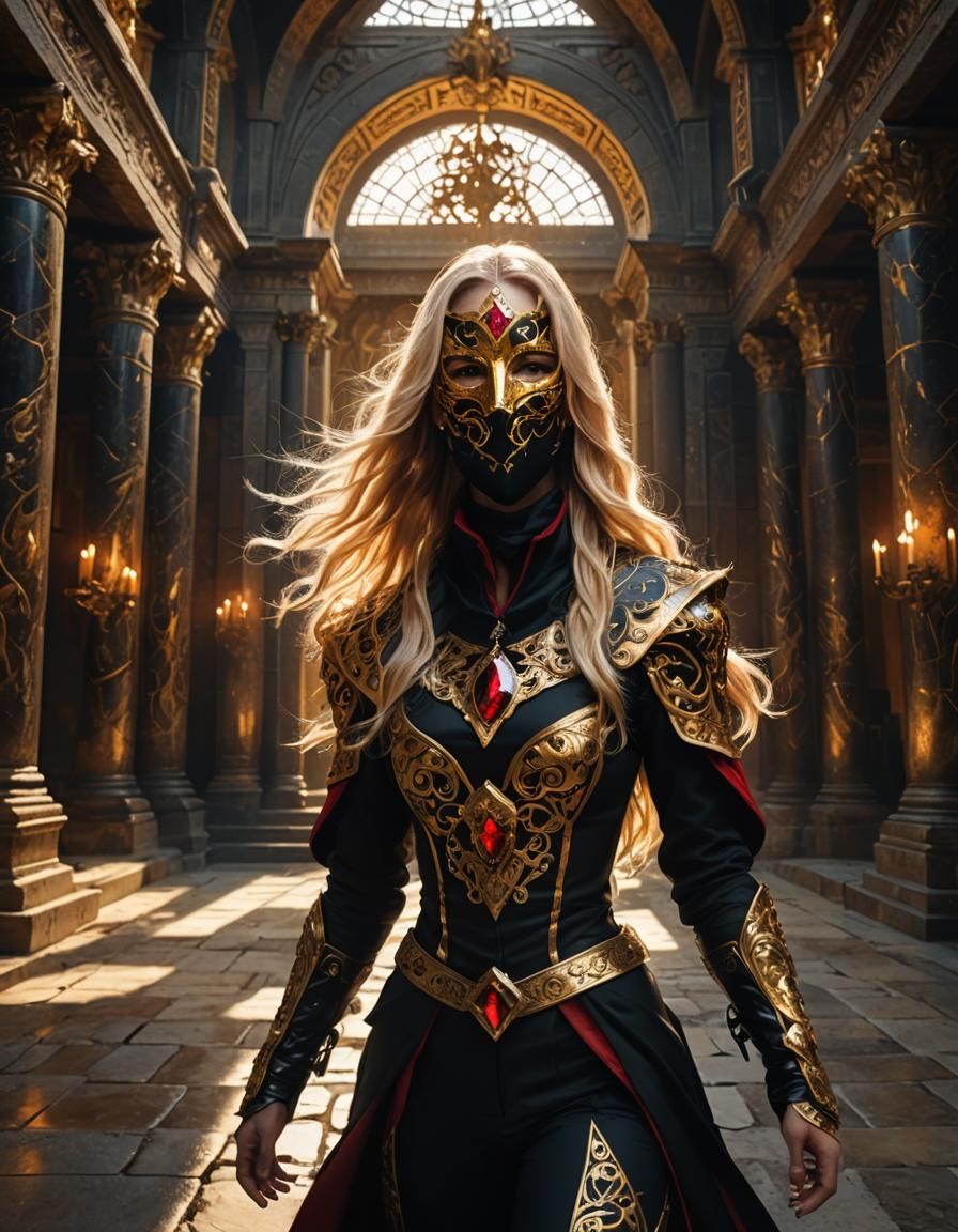 Baroque Fantasy Assassin in Ancient Temple