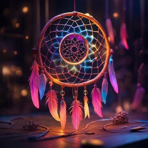 Neon Dreamcatcher: A CGI Masterpiece of Light