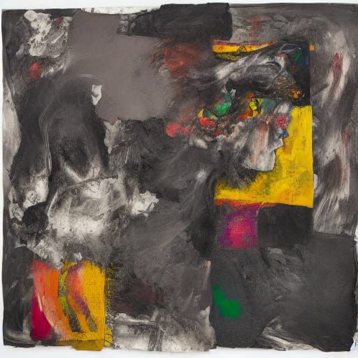 Abstract Art Exploring Love's Complexities in Charcoal and I...