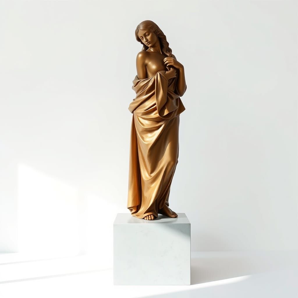 Classical Bronze Goddess on Modern Pedestal