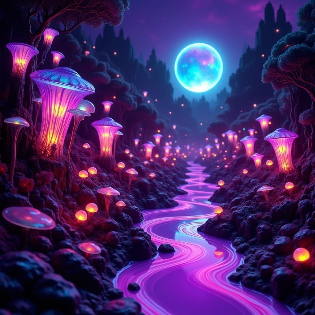 Iridescent Alien World in Cosmic Colors