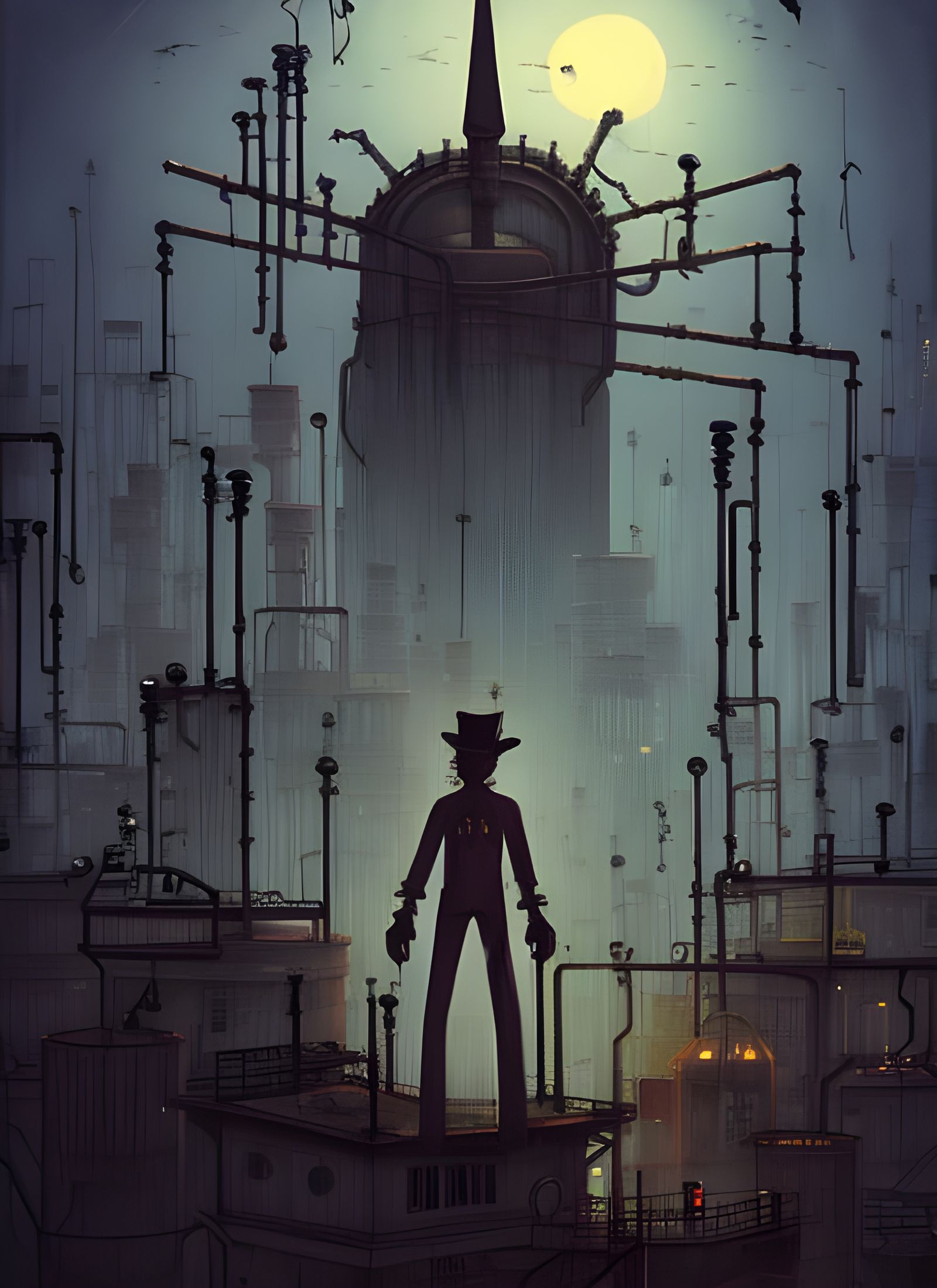 Steampunk Scarecrow City: A Cyberpunk Composition