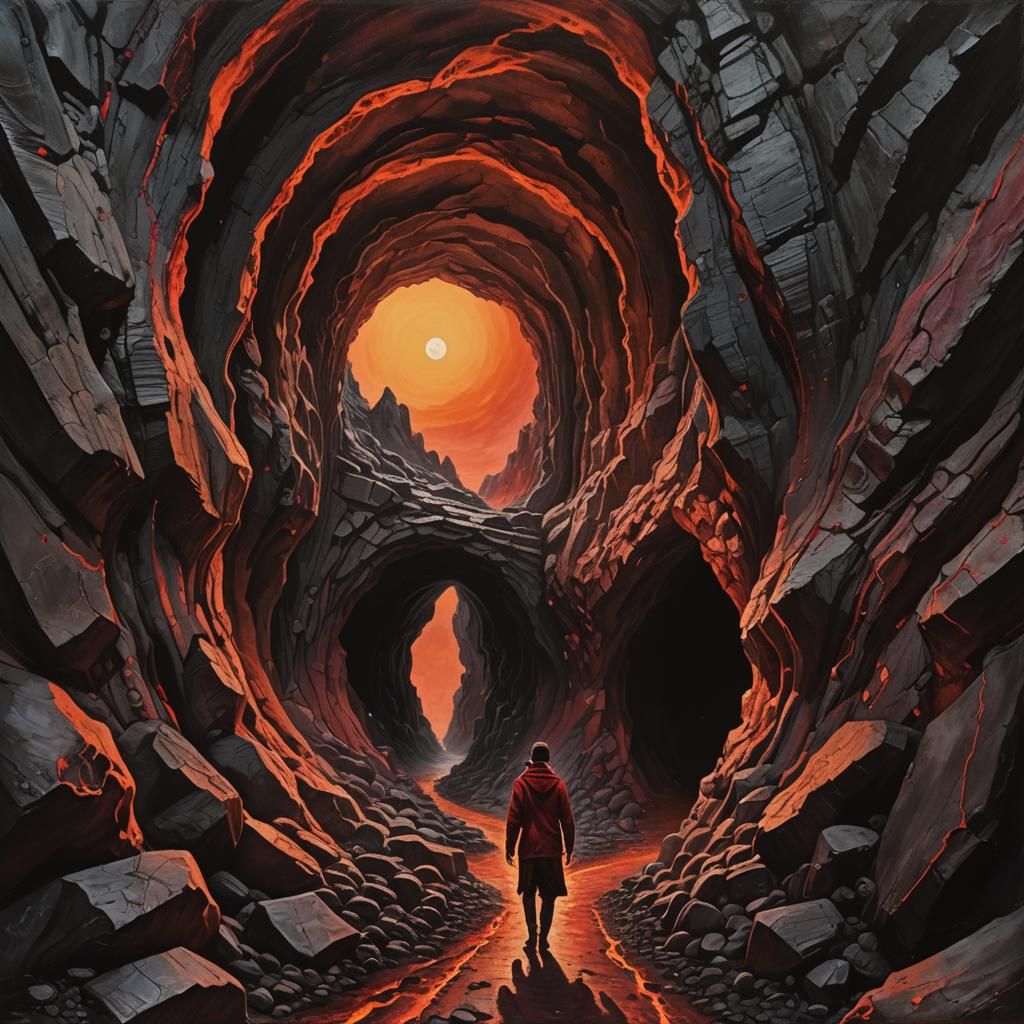 Surreal Descent into Darkness Under a Black Moon