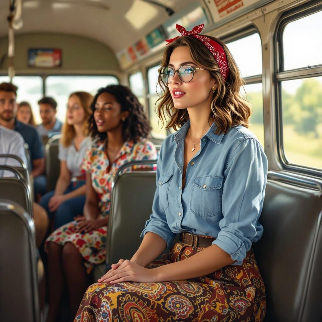 Freedom Rider Woman on Bus in Deep South