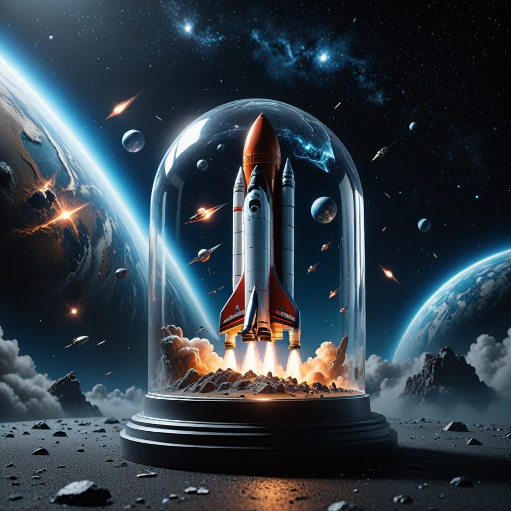 Gashapon Capsule Diorama of Space Rocket Launch