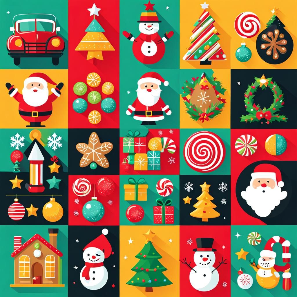 Retro Christmas Clipart Bundle in Pop Art Style