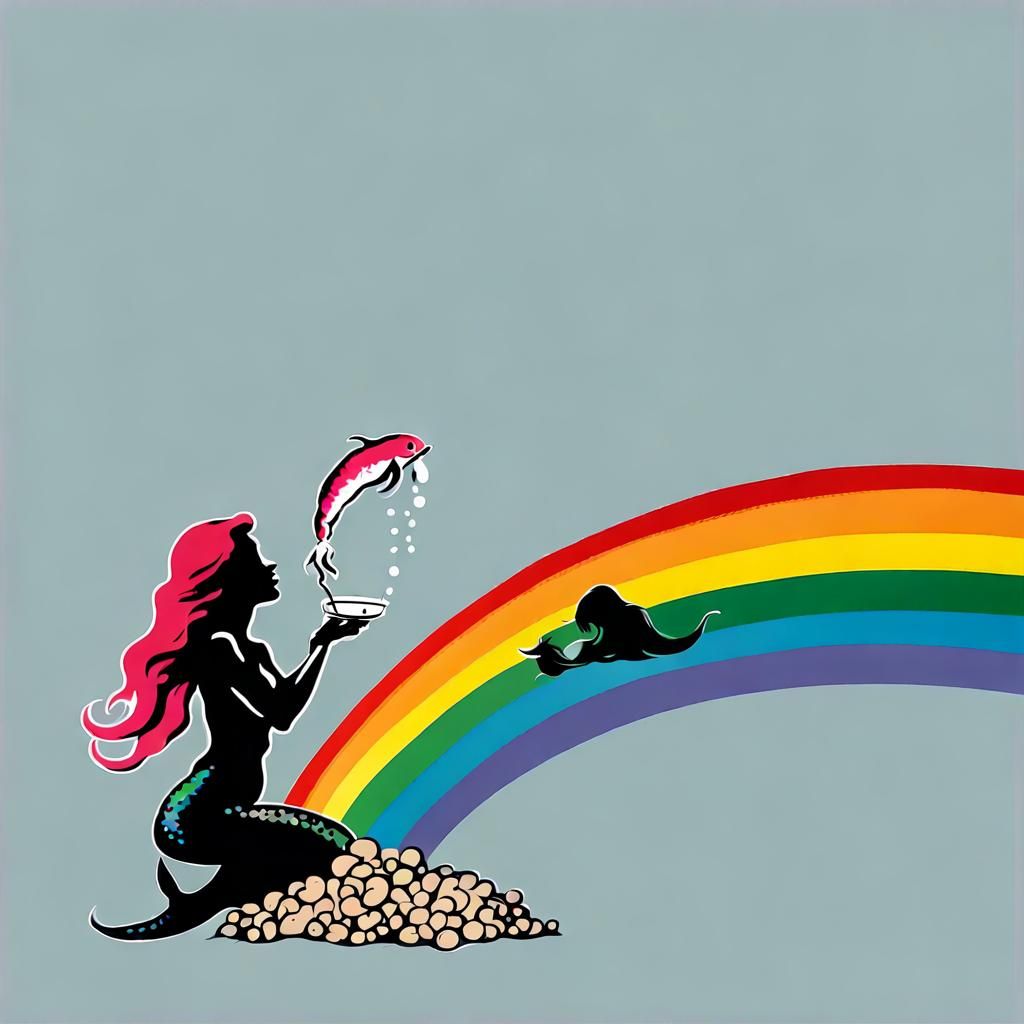 Minimalist Mermaid Graffiti Art by Banksy