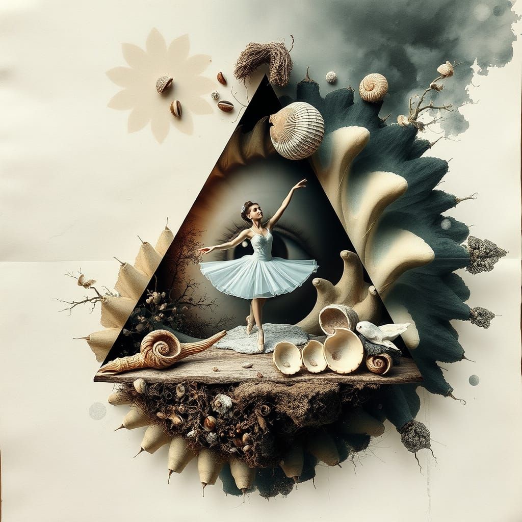 Surreal Ballerina in Hyper-Realistic Double Exposure