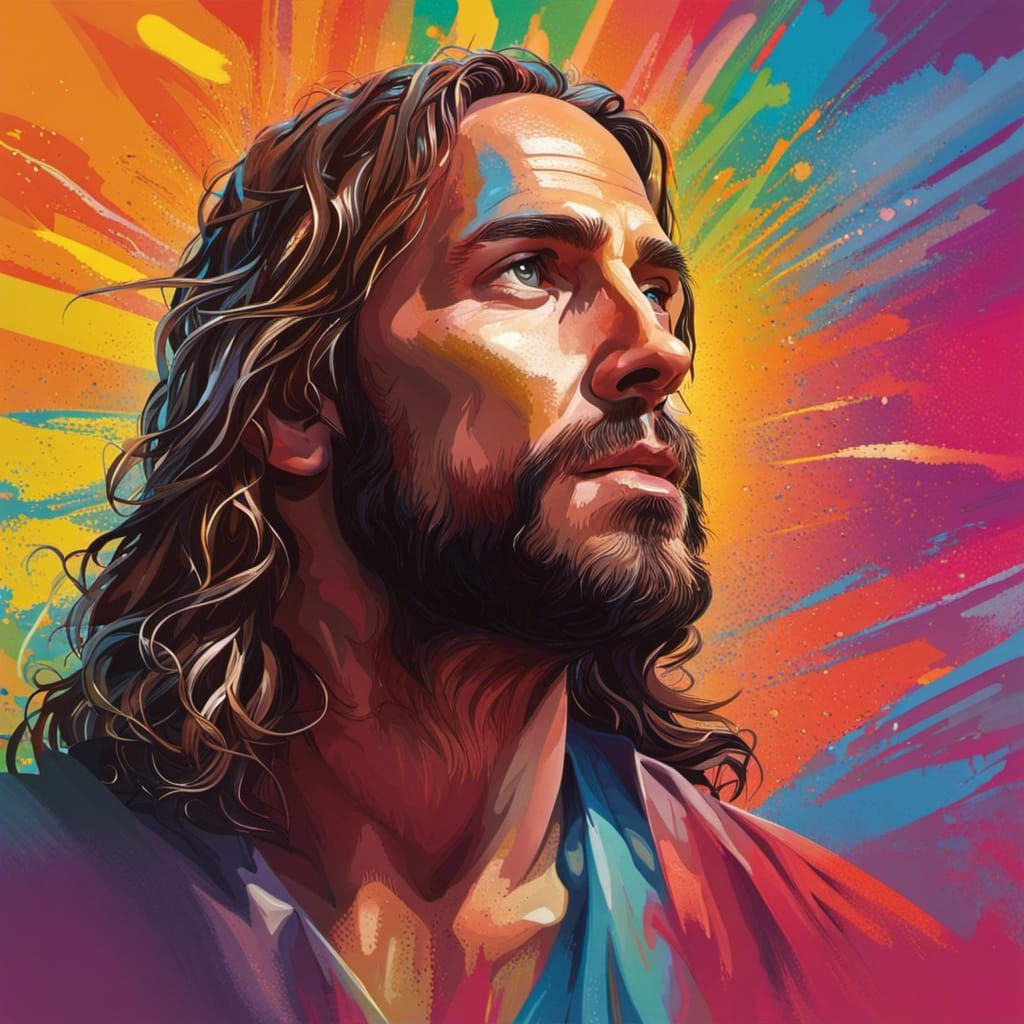 Hyperrealistic Portrait of Jesus Christ in Splash Art Style