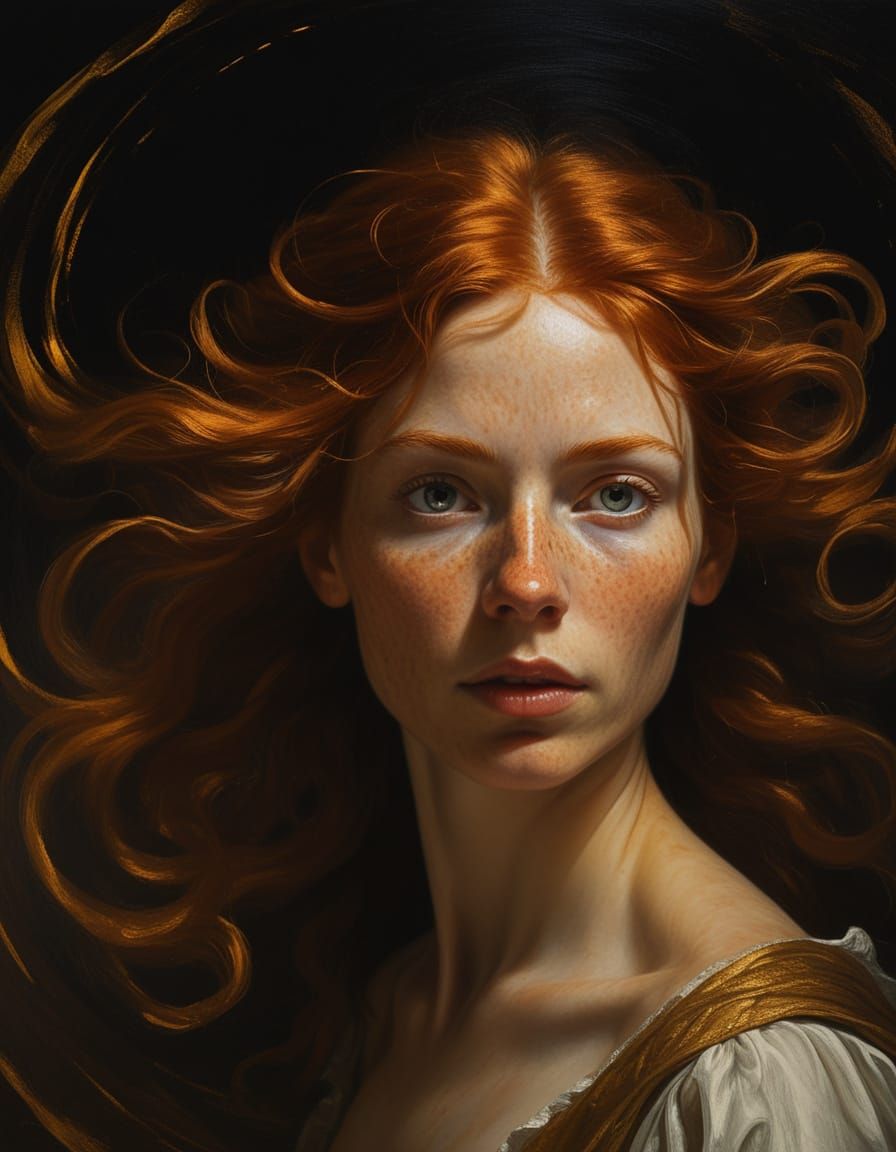 Baroque Elf Woman in Mystical Vortex