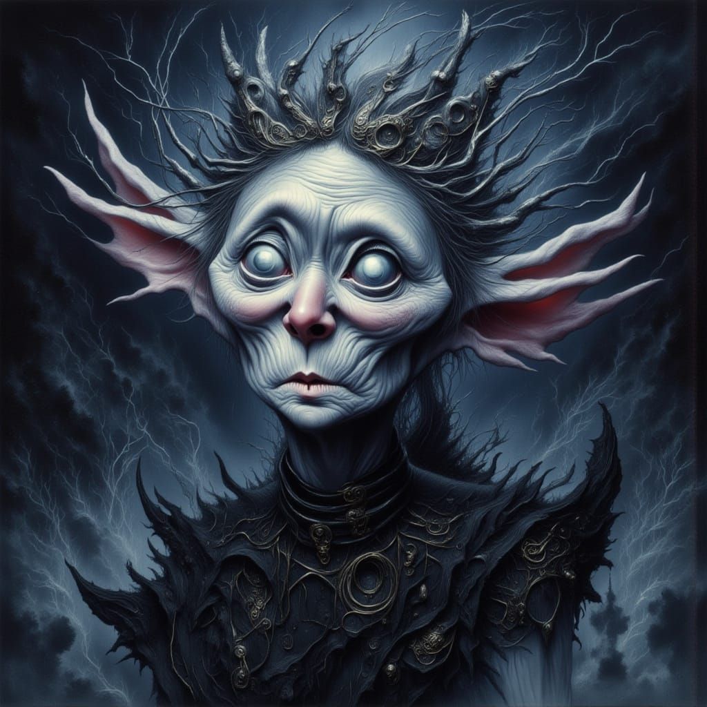 Ominous Elf Portrait in Chiaroscuro Style