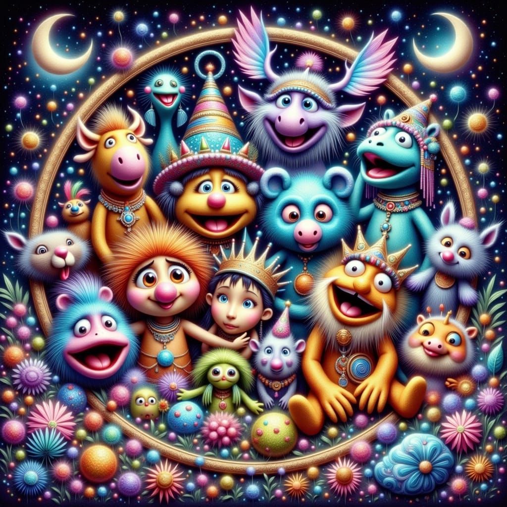 Muppet Zodiac Signs in Whimsical, Impasto Style